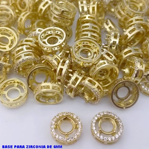 ACESSORIO NO BRUTO PRONTO PARA O BANHO -(CX184)BASE PARA BRINCO CRAVEJADA "6.0MM" REDONDA (VENDIDA POR UNIDADE)- BRU25704