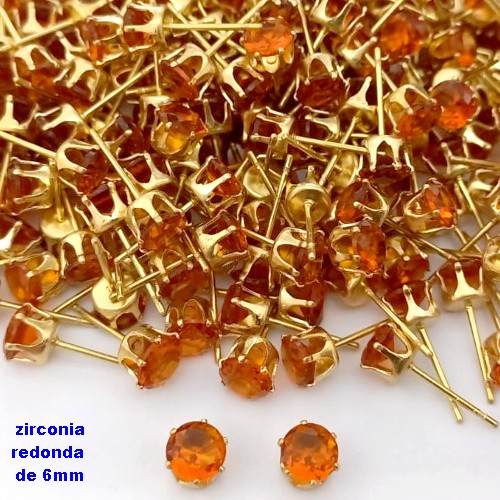 BRINCO NO BRUTO PRONTO PARA O BANHO(pote)- BRINCO DE PINO COM PEDRA DE ZIRCONIA DE 6MM REDONDA - PESO TOTAL 0,6GR - BRU25716