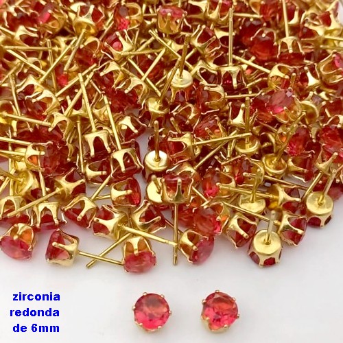 BRINCO NO BRUTO PRONTO PARA O BANHO(pote)- BRINCO DE PINO COM PEDRA DE ZIRCONIA DE 6MM REDONDA - PESO TOTAL 0,6GR - BRU25717