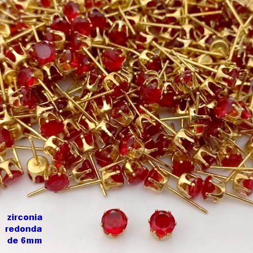BRINCO NO BRUTO PRONTO PARA O BANHO(pote)- BRINCO DE PINO COM PEDRA DE ZIRCONIA DE 6MM REDONDA - PESO TOTAL 0,6GR - BRU25720