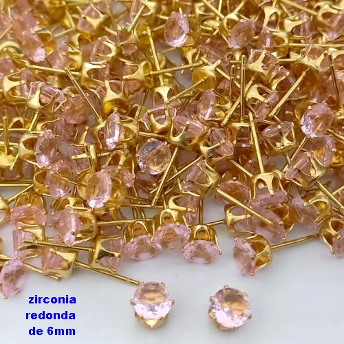 BRINCO NO BRUTO PRONTO PARA O BANHO(pote)- BRINCO DE PINO COM PEDRA DE ZIRCONIA DE 6MM REDONDA - PESO TOTAL 0,6GR - BRU25722