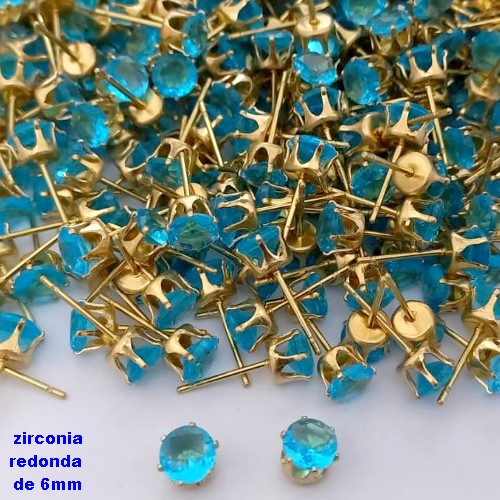 BRINCO NO BRUTO PRONTO PARA O BANHO(pote)- BRINCO DE PINO COM PEDRA DE ZIRCONIA DE 6MM REDONDA - PESO TOTAL 0,6GR - BRU25724