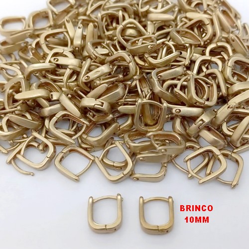 BRINCO NO BRUTO PRONTO PARA O BANHO(CX184)- BRINCO ARGOLINHA DE PRESSÃO(TRANQUETA)- TAMANHO 10MM / PESO TOTAL 1.1GR - BRU25734