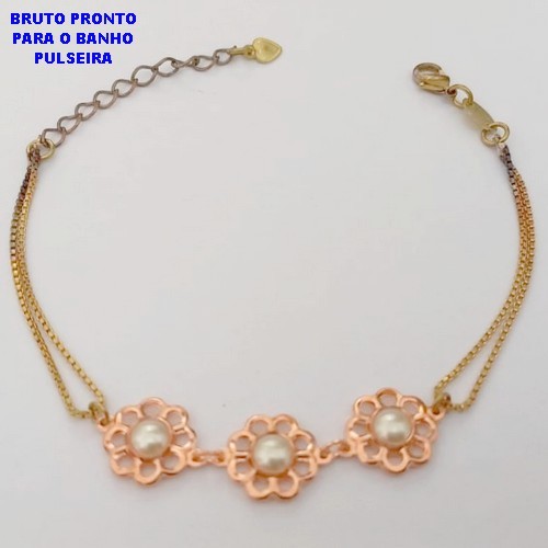 PULSEIRA NO BRUTO PRONTO PARA O BANHO(CX184)PULSEIRA COM CORRENTE VENEZIANA DUPLA (TAMANHO 18CM)-PESO 3.2GR - BRU25743