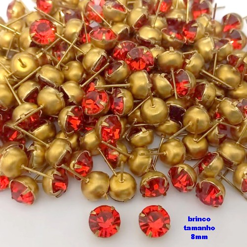 BRINCO NO BRUTO PRONTO PARA O BANHO(pote)- BRINCO DE PINO COM PEDRA DE 8MM REDONDA - PESO TOTAL 1GR - BRU25749