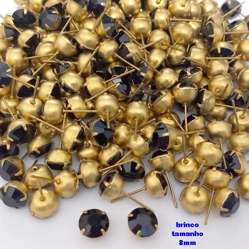 BRINCO NO BRUTO PRONTO PARA O BANHO(pote)- BRINCO DE PINO COM PEDRA DE 8MM REDONDA - PESO TOTAL 1GR - BRU25750