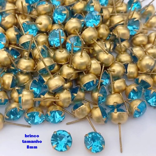 BRINCO NO BRUTO PRONTO PARA O BANHO(pote)- BRINCO DE PINO COM PEDRA DE 8MM REDONDA - PESO TOTAL 1GR - BRU25752