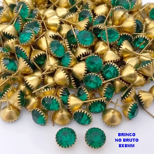 BRINCO NO BRUTO PRONTO PARA O BANHO(pote)- BRINCO DE PINO COM PEDRA DE 8MM REDONDA - PESO TOTAL 1GR - BRU25763