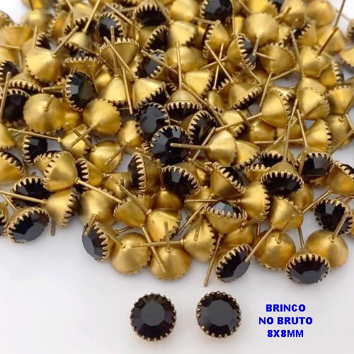 BRINCO NO BRUTO PRONTO PARA O BANHO(pote)- BRINCO DE PINO COM PEDRA DE 8MM REDONDA - PESO TOTAL 1GR - BRU25764