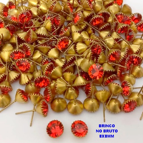 BRINCO NO BRUTO PRONTO PARA O BANHO(pote)- BRINCO DE PINO COM PEDRA DE 8MM REDONDA - PESO TOTAL 1GR - BRU25769