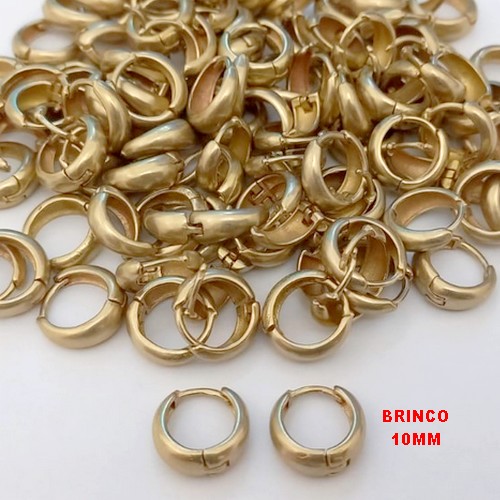 BRINCO NO BRUTO PRONTO PARA O BANHO(CX132)- BRINCO ARGOLINHA DE PRESSÃO(TRANQUETA)- TAMANHO 10MM / PESO TOTAL 1.1GR - BRU25770