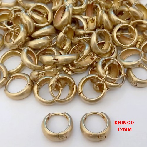 BRINCO NO BRUTO PRONTO PARA O BANHO(CX132)- BRINCO ARGOLINHA DE PRESSÃO(TRANQUETA)- TAMANHO 12MM / PESO TOTAL 1.8GR - BRU25771