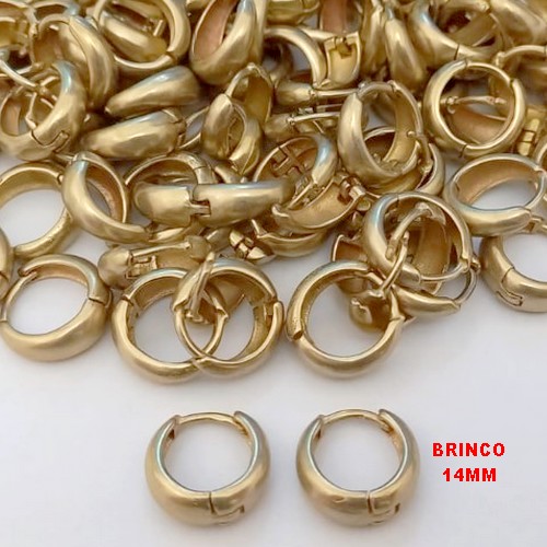 BRINCO NO BRUTO PRONTO PARA O BANHO(CX132)- BRINCO ARGOLINHA DE PRESSÃO(TRANQUETA)- TAMANHO 14MM / PESO TOTAL 2.5GR - BRU25772