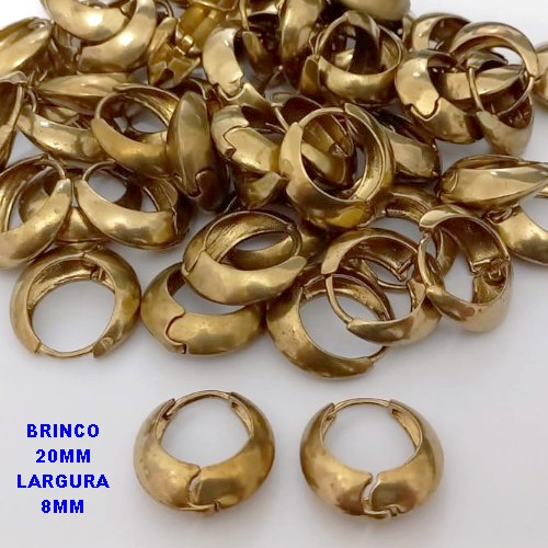 BRINCO NO BRUTO PRONTO PARA O BANHO(CX185)- BRINCO ARGOLINHA DE PRESSÃO(TRANQUETA)- TAMANHO 20MM / LARGURA 8MM / PESO TOTAL 4.7GR - BRU25773