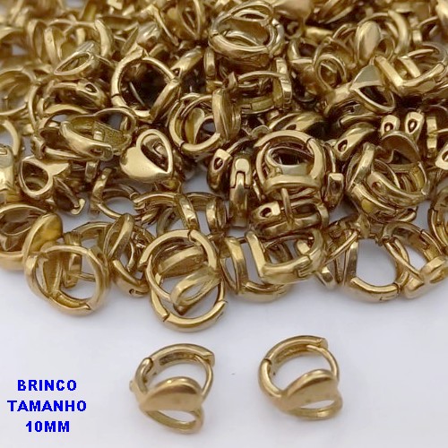 BRINCO NO BRUTO PRONTO PARA O BANHO(CX185)- BRINCO ARGOLINHA DE PRESSÃO(TRANQUETA)- TAMANHO 10MM / PESO TOTAL 1GR - BRU25781
