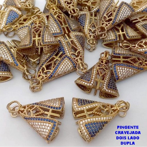 PINGENTE NO BRUTO PRONTO PARA O BANHO(CX185)- PINGENTE NOSSA SENHORA APARECIDA(cravejada dos dois lado)CRAVEJADO DE NOSSA SENHORA APRARECIDA)- TAMANHO 28X25MM / PESO TOTAL 5.7GR - BRU25784