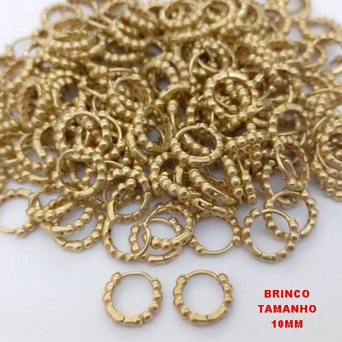BRINCO NO BRUTO PRONTO PARA O BANHO(CX185)- BRINCO ARGOLINHA DE PRESSÃO(TRANQUETA)- TAMANHO 10MM / PESO TOTAL 0,08GR - BRU25788