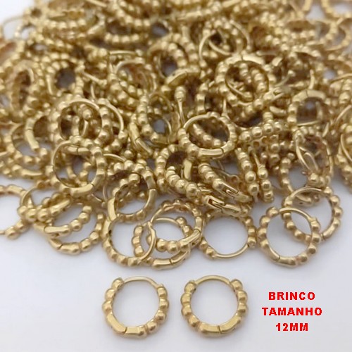 BRINCO NO BRUTO PRONTO PARA O BANHO(CX185)- BRINCO ARGOLINHA DE PRESSÃO(TRANQUETA)- TAMANHO 12MM / PESO TOTAL 1.1GR - BRU25789