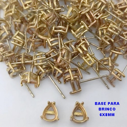 ACESSORIO NO BRUTO PRONTO PARA O BANHO(POTE)- BASE PARA BRINCO ALTA FUSÃO " 6X8MM " GOTA / PESO DO PAR 0,08GR -(VENDIDA POR PAR) BRU25791