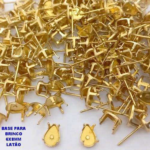 ACESSORIO NO BRUTO PRONTO PARA O BANHO(POTE)- BASE PARA BRINCO LATÃO " 6X8MM " GOTA / PESO DO PAR 0,03GR -(VENDIDA POR PAR) BRU25792