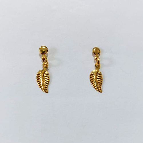 BRINCO FOLHEADO A OURO - BANHADO COM 5 MILÉSIMOS + VERNIZ DIAMOND - BRINCO DE PINO COM FOLHA 10MM - OURO1405