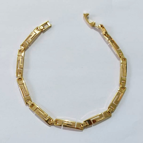 PULSEIRA FOLHEADA A OURO - BANHADA COM 5 MILÉSIMOS + VERNIZ DIAMOND - PULSEIRA 17CM FECHO COM TRAVA - OURO1418