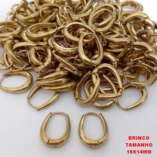 BRINCO NO BRUTO PRONTO PARA O BANHO (CX185) -BRINCO ARGOLINHA DE PRESSÃO(TRANQUETA)- TAMANHO 19X14MM / PESO TOTAL 3.2GR - BRU25824