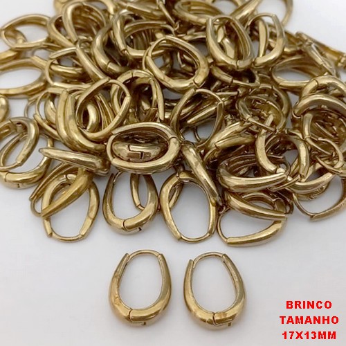 BRINCO NO BRUTO PRONTO PARA O BANHO (CX185) -BRINCO ARGOLINHA DE PRESSÃO(TRANQUETA)- TAMANHO 17X13MM / PESO TOTAL 2.7GR - BRU25825