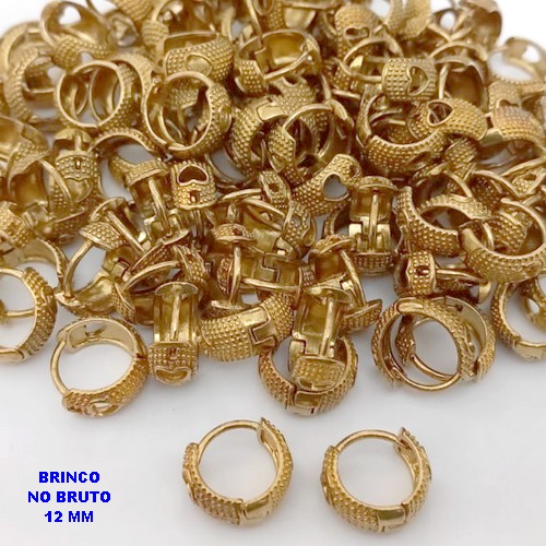 BRINCO NO BRUTO PRONTO PARA O BANHO(CX132)- BRINCO ARGOLINHA DE PRESSÃO(TRANQUETA)- TAMANHO 12MM / PESO TOTAL 2.3GR - BRU25853