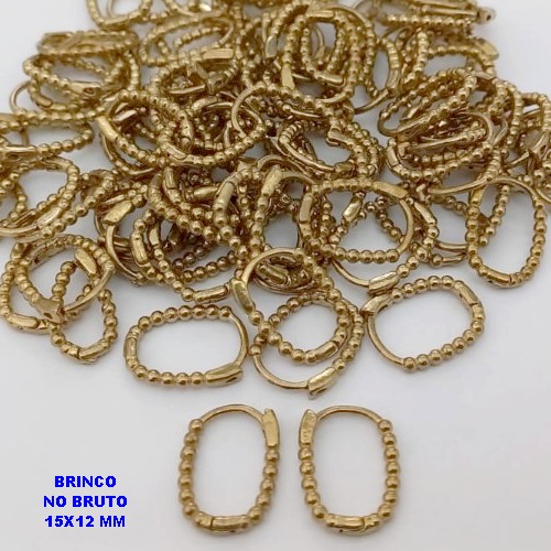 BRINCO NO BRUTO PRONTO PARA O BANHO(CX132)- BRINCO ARGOLINHA DE PRESSÃO(TRANQUETA)- TAMANHO 15X12MM / PESO TOTAL 1.8GR - BRU25855