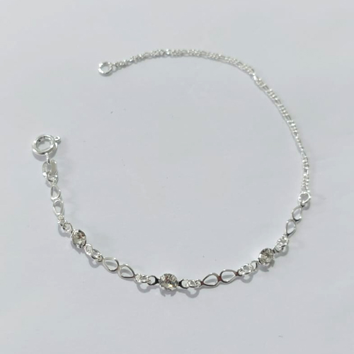 PULSEIRA FOLHEADA A PRATA COM 50 MILÉSIMOS + VERNIZ DIAMOND - PULSEIRA COM ZIRCÔNIAS CRISTAIS - TAM: 17CM - PRA1077
