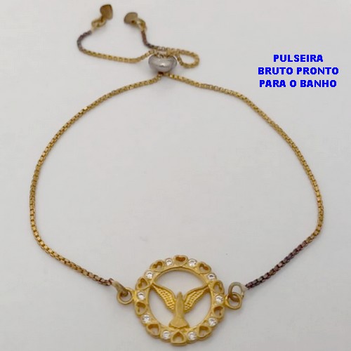 PULSEIRA NO BRUTO PRONTO PARA O BANHO (CX185) - PINGENTE TODO CRAVEJADO EM MICRO ZIRCONIAS - PESO 2,9GR - BRU25875