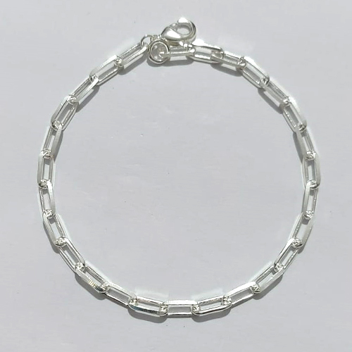 PULSEIRA FOLHEADA A PRATA COM 50 MILÉSIMOS + VERNIZ DIAMOND - PULSEIRA 20CM - PRA1119