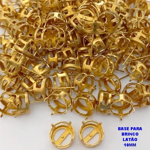 ACESSORIO NO BRUTO PRONTO PARA O BANHO - BASE PARA BRINCO COM PINO EM "LATÃO" - PESO DO PAR 0,9GR - TAMANHO 10X10MM)(REDONDA) - VALOR PAR BRU25877