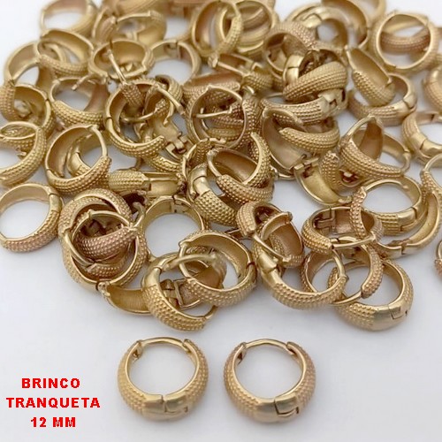 BRINCO NO BRUTO PRONTO PARA O BANHO(CX185)- BRINCO ARGOLINHA DE PRESSÃO(TRANQUETA)- TAMANHO 12MM / PESO TOTAL 1.5GR - BRU25880