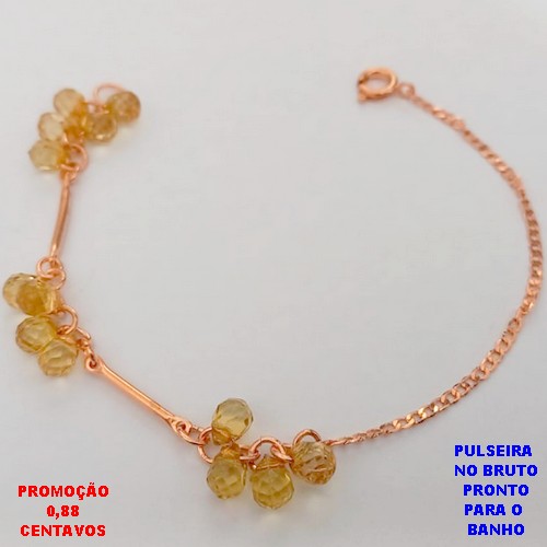 PULSEIRA NO BRUTO PRONTO PARA O BANHO(CX39)PULSEIRA SIMPLES E DELICADA COM PENCAS DE CRISTALPESO 2.9GR - BRU25894