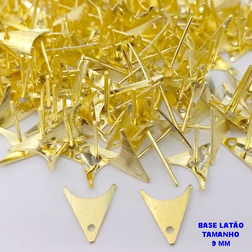 BASE DE BRINCO NO BRUTO PRONTO PARA O BANHO(pote) - BASE PARA BRINCO COM PINO TIPO GOTA - TAMANHO 6X6MM PESO DO PAR 0,4GR - (VENDIDA POR PAR) - BRU25898