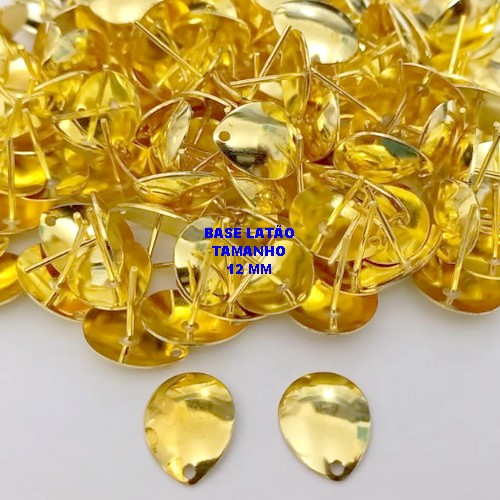 BASE DE BRINCO NO BRUTO PRONTO PARA O BANHO(pote) - BASE PARA BRINCO COM PINO TIPO GOTA - TAMANHO 6X6MM PESO DO PAR 0,7GR - (VENDIDA POR PAR) - BRU25899
