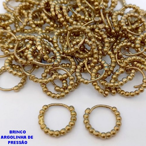 BRINCO NO BRUTO PRONTO PARA O BANHO(CX186) - BRINCO DE ARGOLINHA DE PRESSÃO(TRANQUETA) PESO TOTAL 2.1GR -TAMANHO 14MM -BRU25901