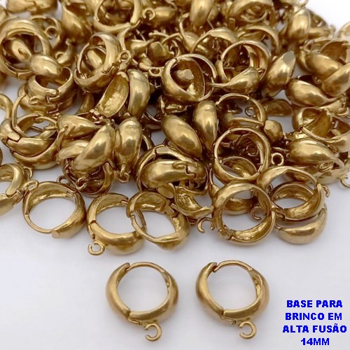 BASE DE BRINCO BRUTO PRONTO PARA O BANHO(CX186) - ARGOLINHA DE PRESSÃO (TRANQUETA)TAMANHO 14MM(PESO DO PAR 2.2GR) PEÇA VENDIDO POR PAR - BRU25902