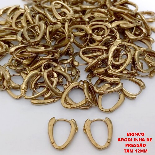 BRINCO BRUTO PRONTO PARA O BANHO(CX186) - ARGOLINHA DE PRESSÃO (TRANQUETA)TAMANHO 12MM(PESO DO PAR 1.2GR) - BRU25908
