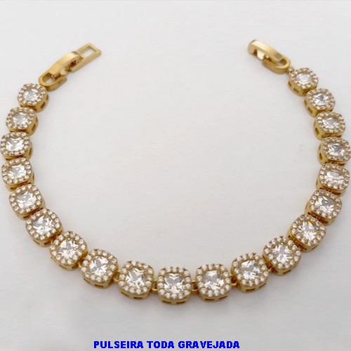 PULSEIRA NO BRUTO PRONTO PARA O BANHO(CX186) - PULSEIRA TODA CRAVEJADA EM ZIRCONIA E MICRO ZIRCONIAS / TAMANHO 18CM(PESO DO PAR 11GR) - BRU25911