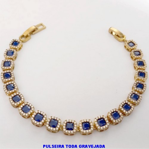 PULSEIRA NO BRUTO PRONTO PARA O BANHO(CX186) - PULSEIRA TODA CRAVEJADA EM ZIRCONIA E MICRO ZIRCONIAS / TAMANHO 18CM(PESO DO PAR 11GR) - BRU25913
