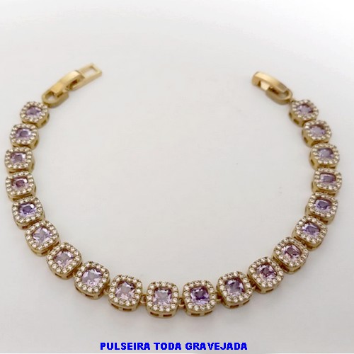 PULSEIRA NO BRUTO PRONTO PARA O BANHO(CX186) - PULSEIRA TODA CRAVEJADA EM ZIRCONIA E MICRO ZIRCONIAS / TAMANHO 18CM(PESO DO PAR 11GR) - BRU25914