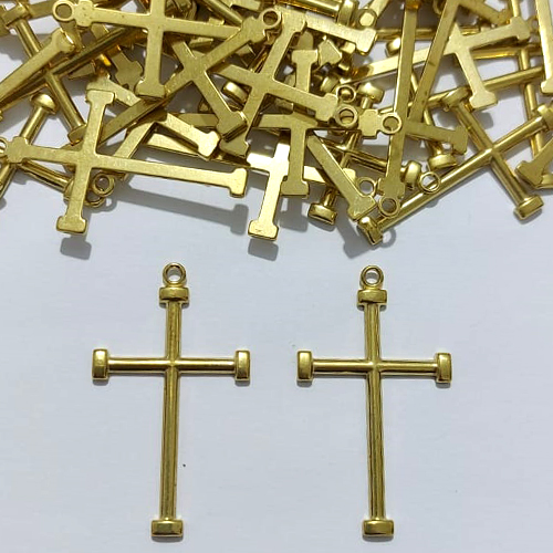 ACESSÓRIO NO BRUTO PRONTO PARA O BANHO - (V3858) CRUCIFIXO 30MM - PESO 0,2GR - COMPOSIÇÃO 100% LATÃO - BRU27009