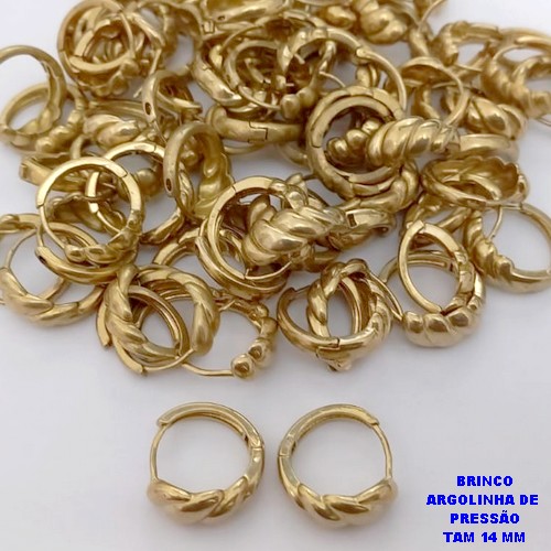 BRINCO BRUTO PRONTO PARA O BANHO(CX186) - ARGOLINHA DE PRESSÃO (TRANQUETA)TAMANHO 14MM(PESO 1,3GR) - BRU25928