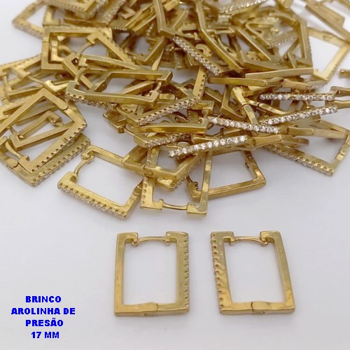 BRINCO NO BRUTO PRONTO PARA O BANHO(CX186) - BASE ARGOLINHA DE PRESSÃO (TRANQUETA)CRAVEJADO COM UMA FILEIRA DE ZIRCONIA 16MM(PESO 2,4GR) - BRU25934