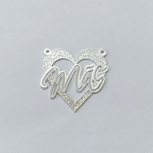 PINGENTE FOLHEADO A PRATA COM 50 MILÉSIMOS + VERNIZ DIAMOND - PINGENTE MÃE 26MM - PRA1127