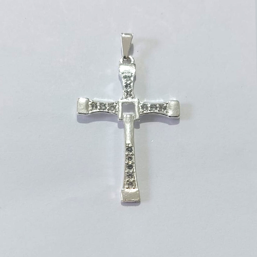 PINGENTE FOLHEADO A PRATA COM 50 MILÉSIMOS + VERNIZ DIAMOND - PINGENTE CRUCIFIXO 28X40MM - PRA1128