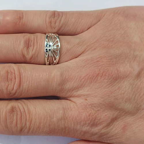 ANEL FOLHEADO A PRATA COM 50 MILÉSIMOS + VERNIZ DIAMOND - ANEL NOSSA SENHORA APARECIDA TAMANHO 18 - PRA1138